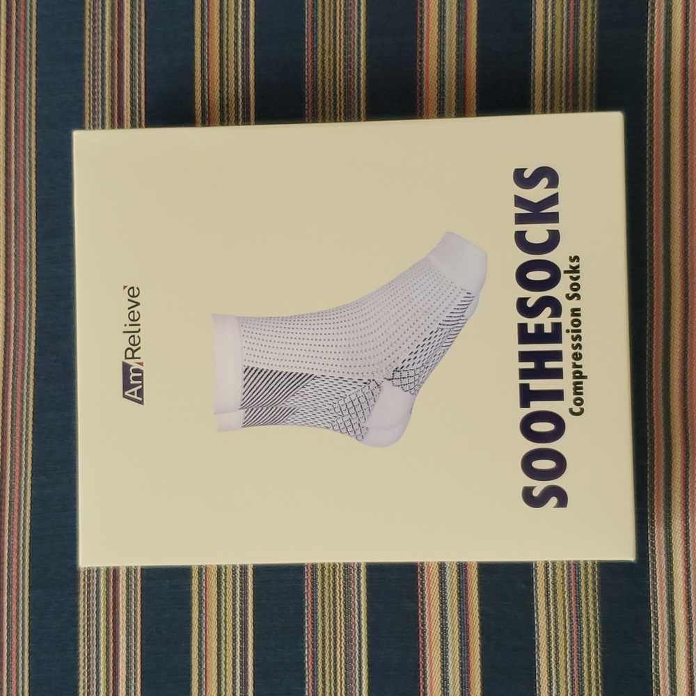 Open Toe Compression Socks--  Soothesocks by AmRelieve in White and Black (L/XL)